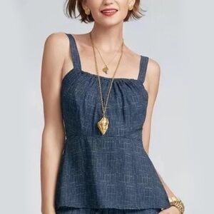 CAbi Blue Dotted Peplum Woman’s Summer Picnic Casual Polyester Tank Top Size 8